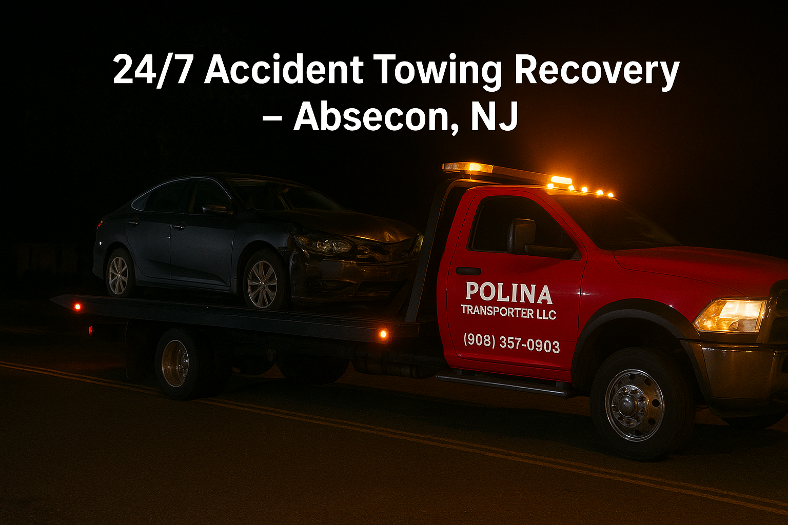 Accident towing recovery service in Absecon NJ by Polina Transporter LLC