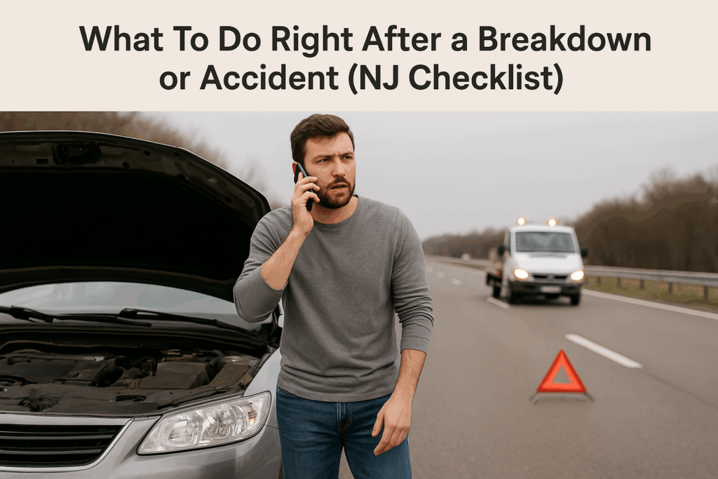 Polina Transporter LLC emergency road service responding to a vehicle breakdown in New Jersey