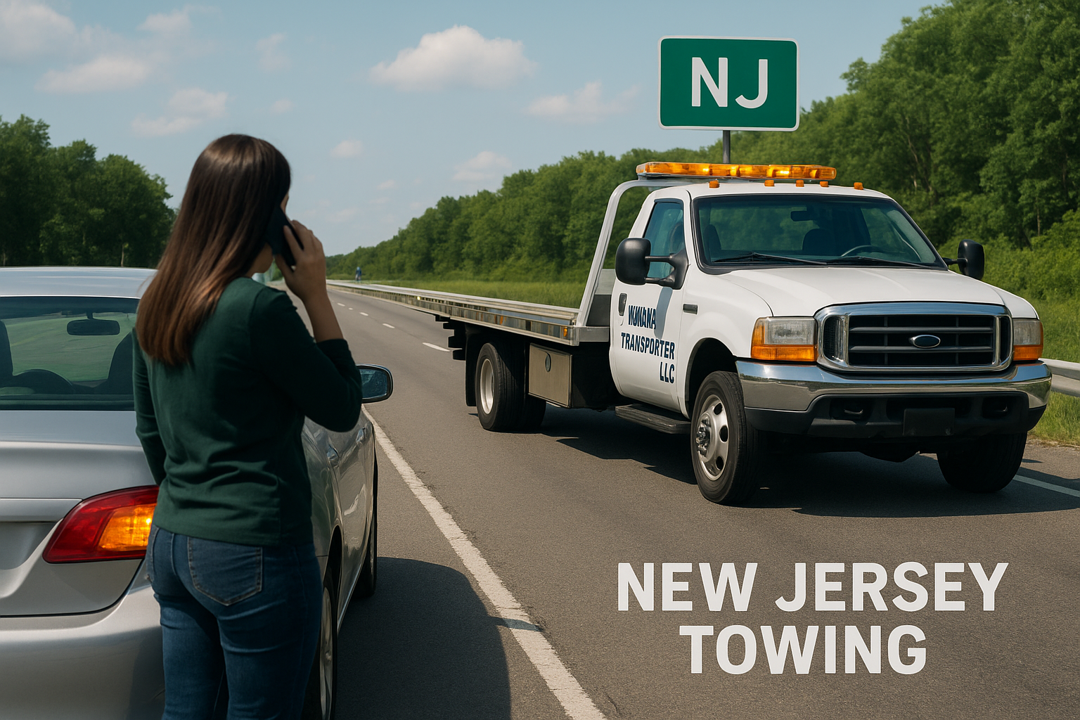 New Jersey Towing service assisting a car breakdown on NJ highway